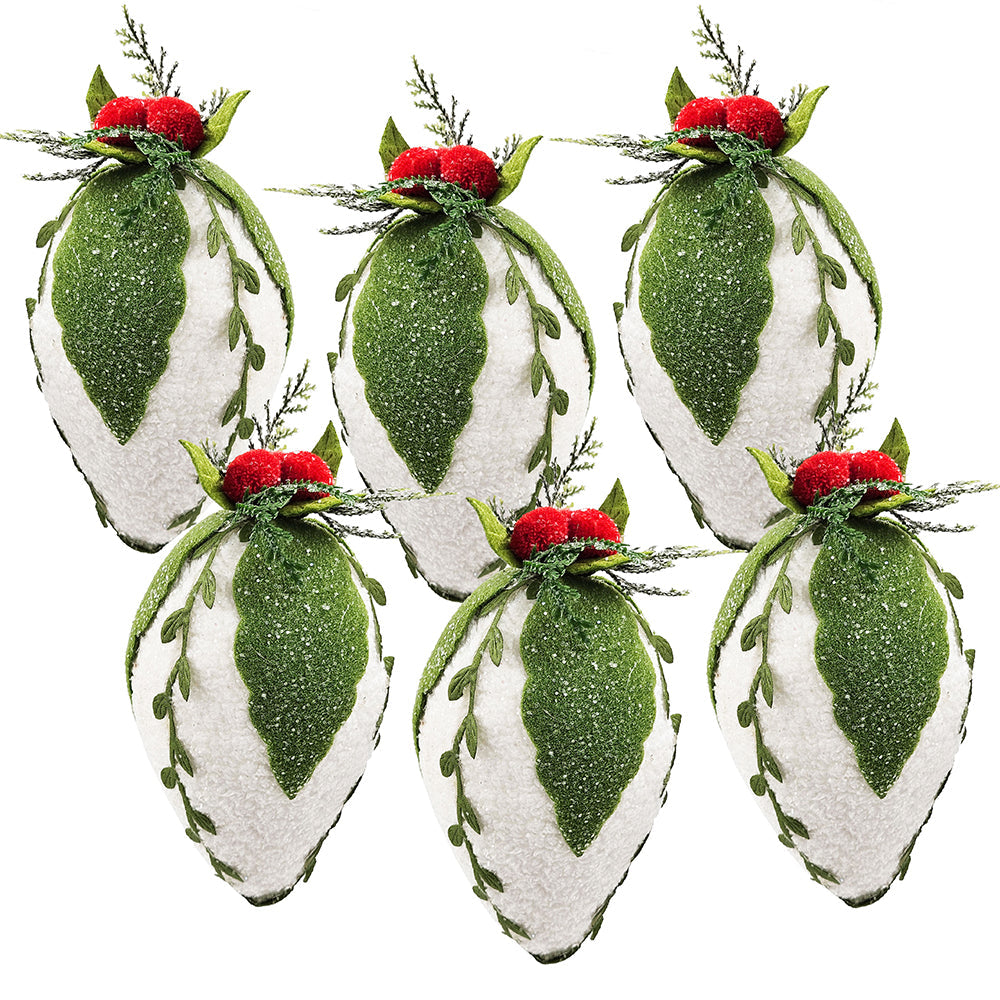 7" Iced Pinecone Ornaments – Set of 6