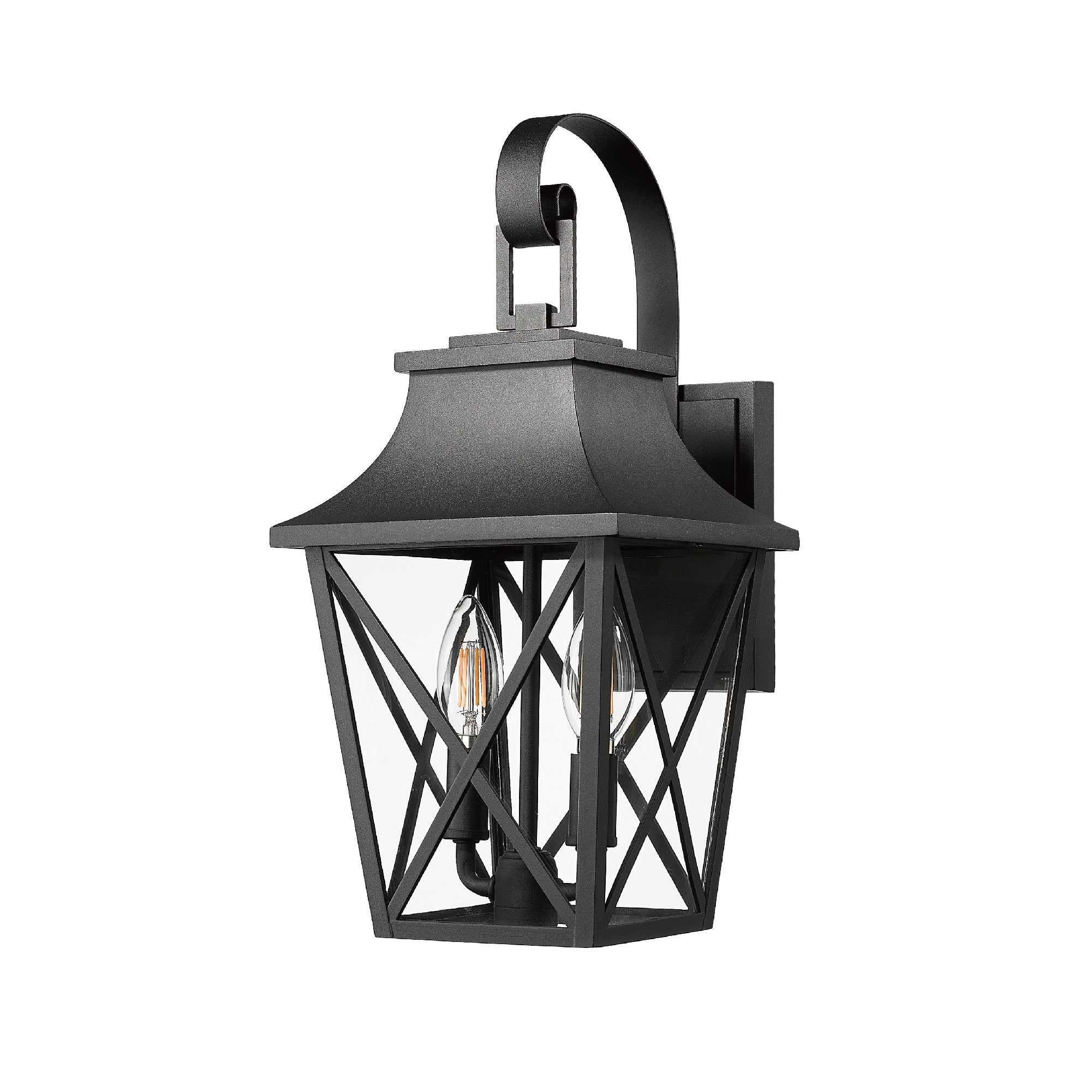 Black Outdoor Wall Lantern 2-Light