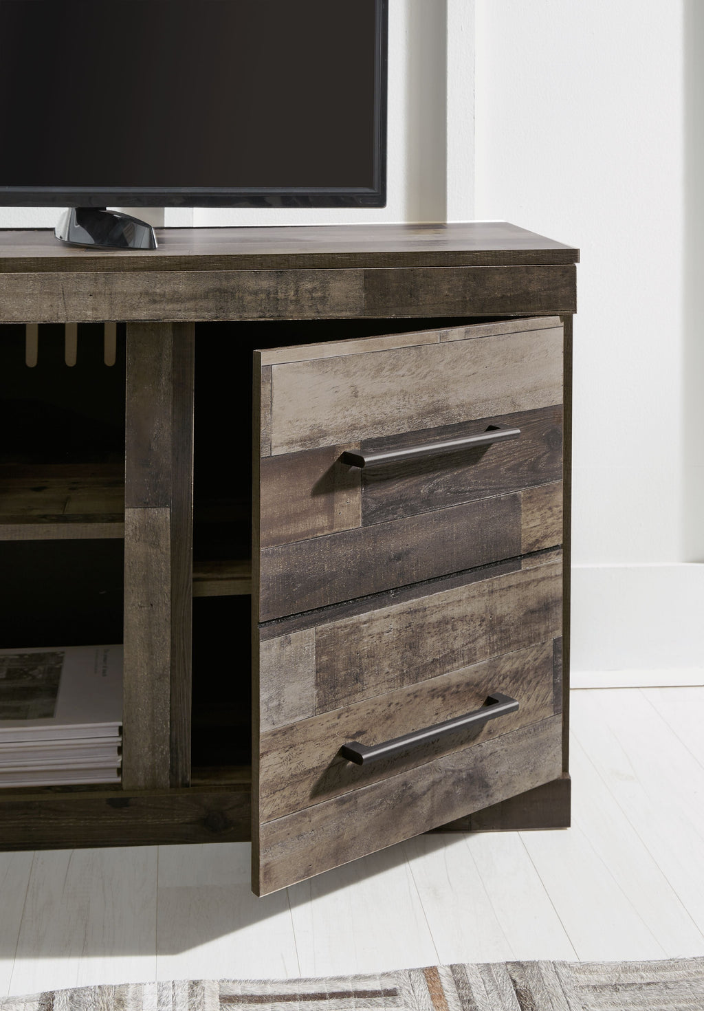 Derekson - LG TV Stand w/Fireplace Option - Multi Gray