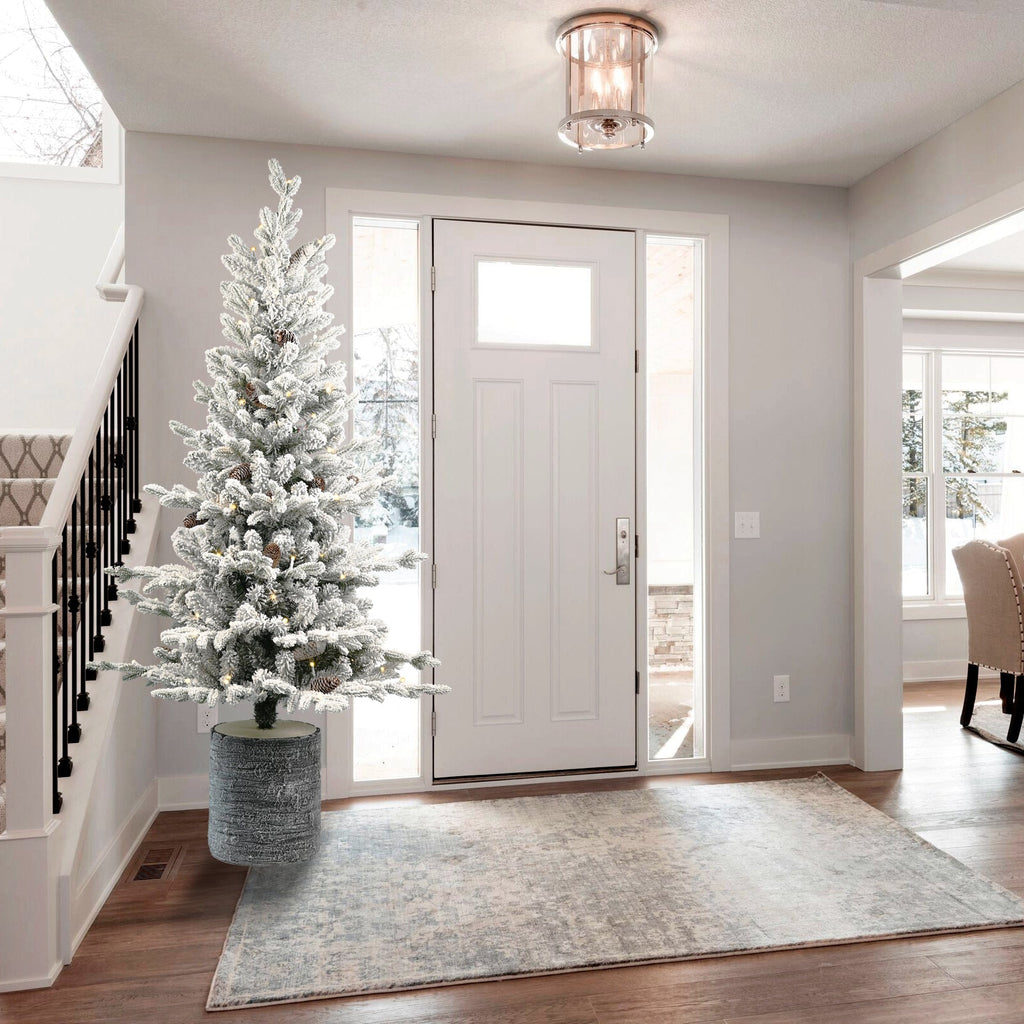 6.5FT Flocked Christmas Tree with Pot Base