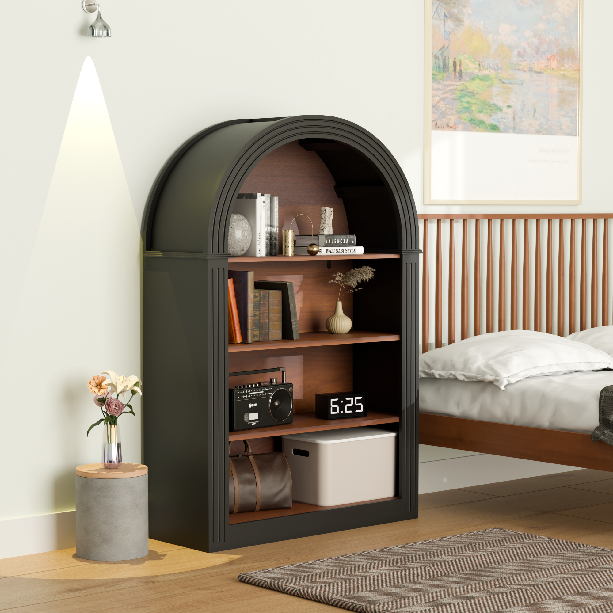 4-Shelf Tall Arched Bookcase