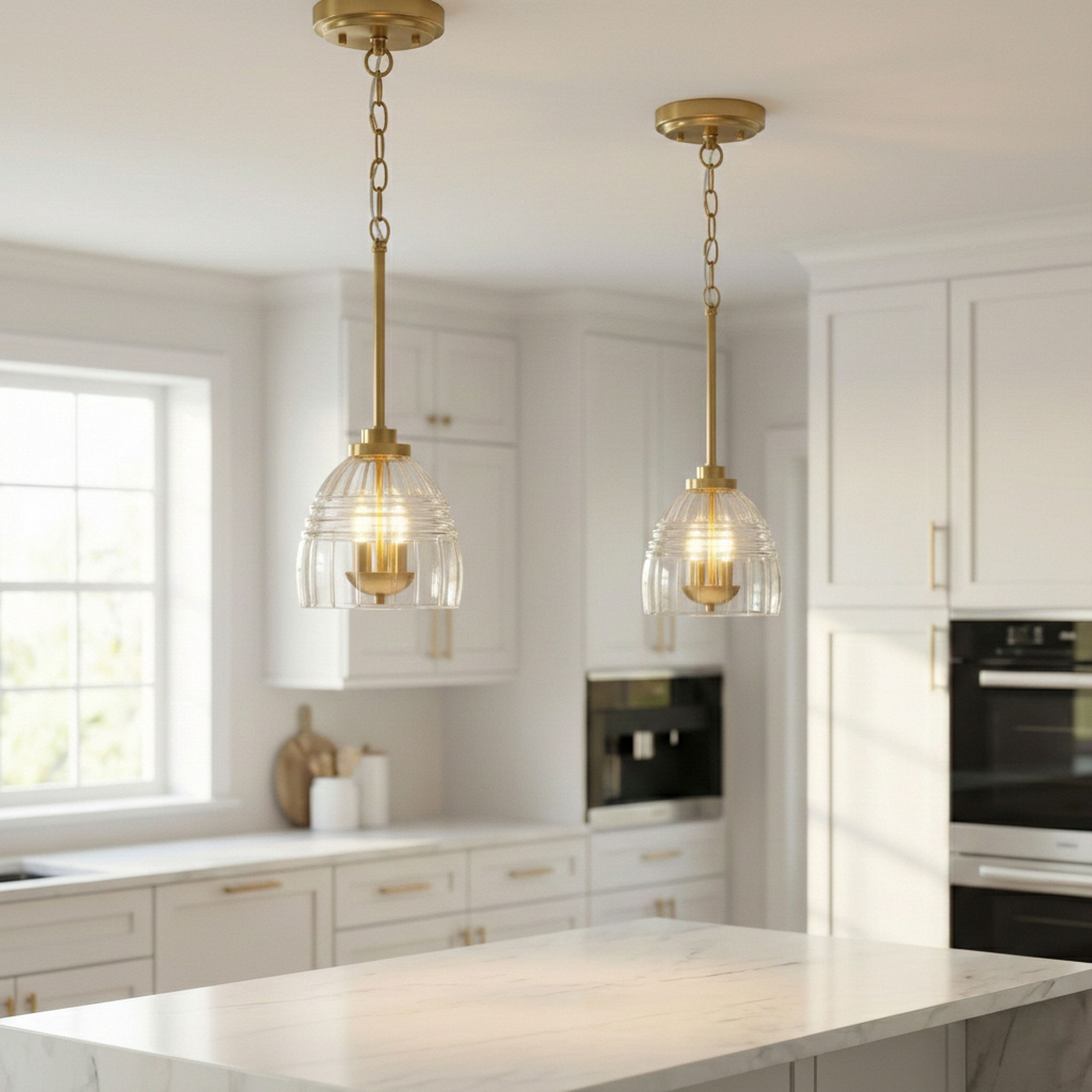 Ember - 3 Candle Lights Chain Pendant - Clear / Gold