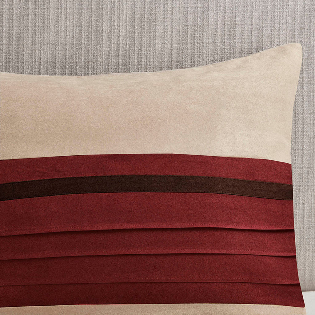 7 PC Pieced Faux Suede Comforter Set Red Cal King