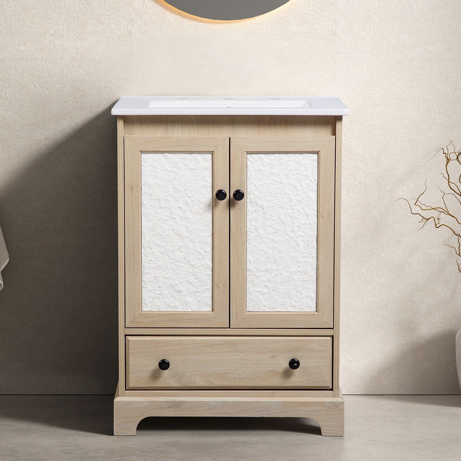 Bathroom Vanity With Basin, 1 Drawer Free Standing Storage - Brown