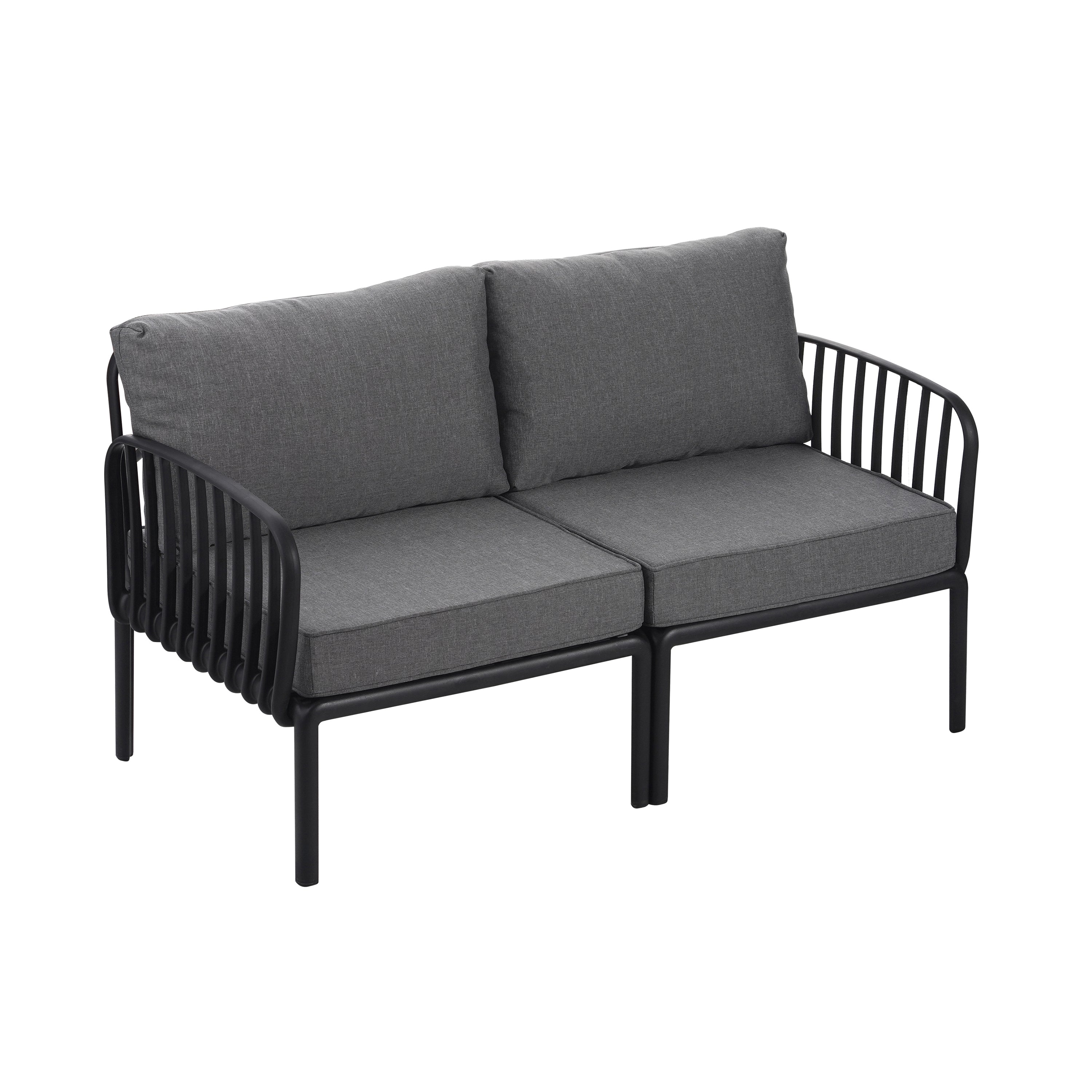 3 Piece Patio Conversation Sets, Modern Outdoor Patio Sectional Furniture Set with Square Coffee Table