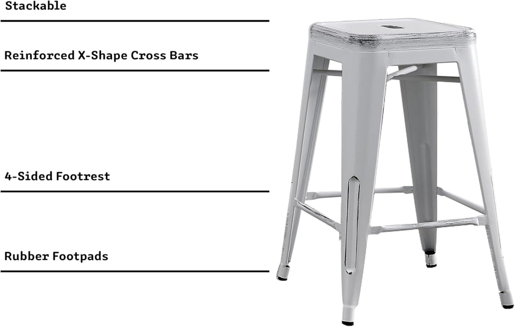 Backless Modern Industrial Bar Stools (Set of 2)