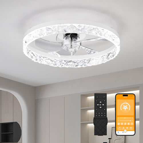 19.7" Ceiling Fan with Dimmable LED Light and Remote & App Control