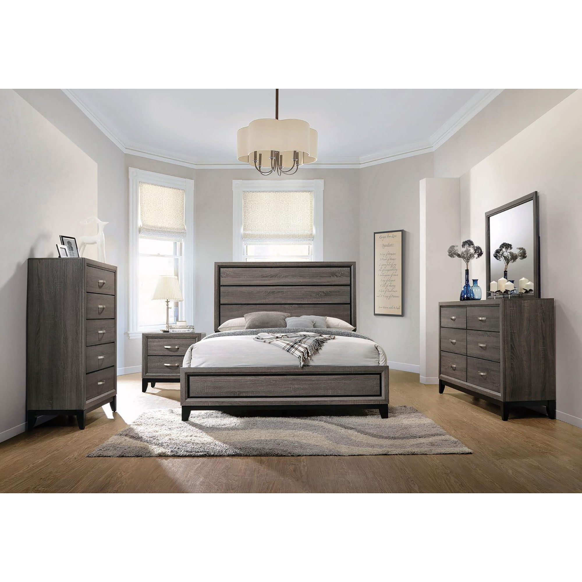 Queen Panel Bed Accents - Gray