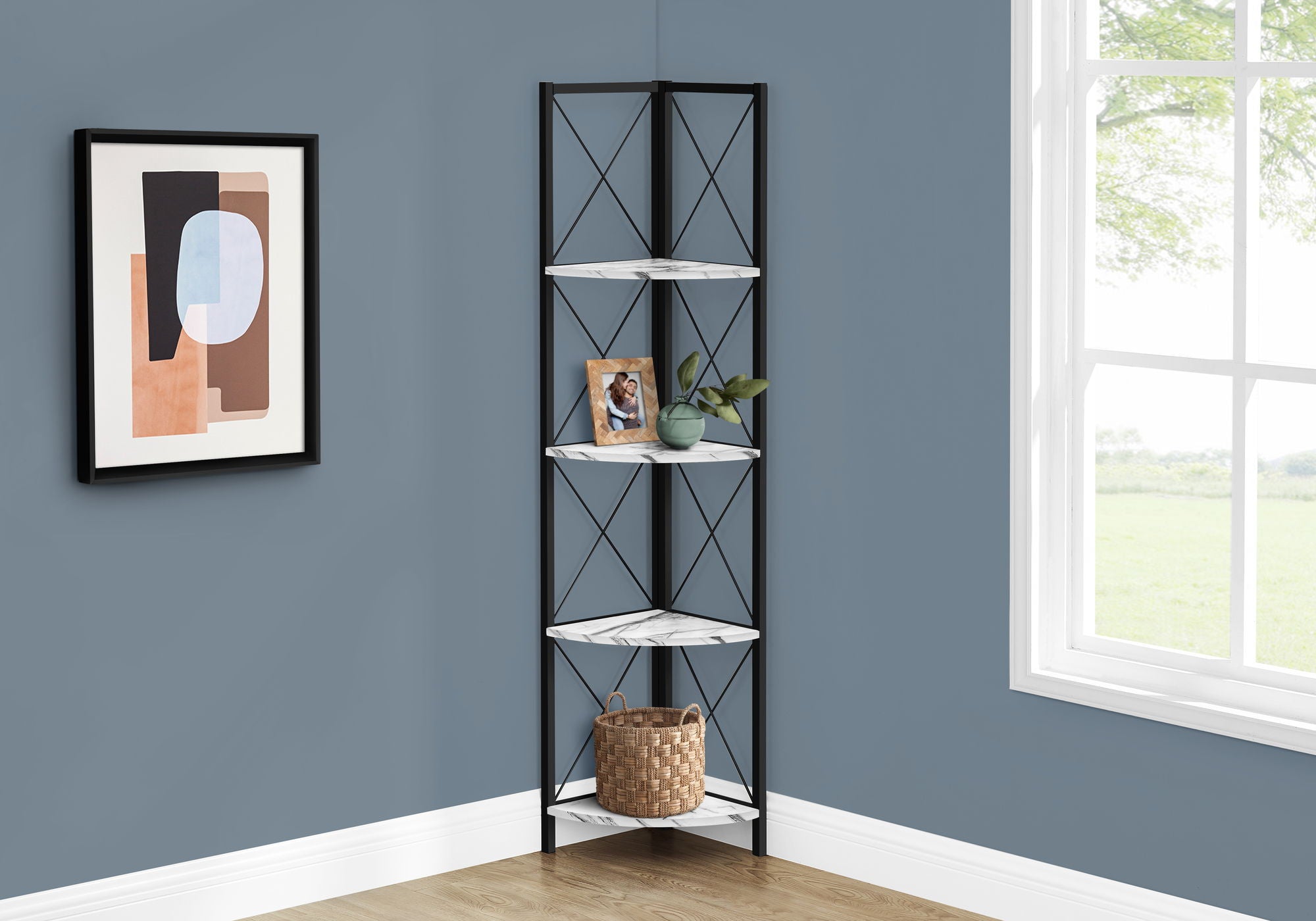 4-Tier Corner Bookshelf Etagere for Home Office
