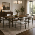 7 Pieces Modern Oval Dining Set, Rustic Farmhouse Solid Wood Kitchen Table Set for 6