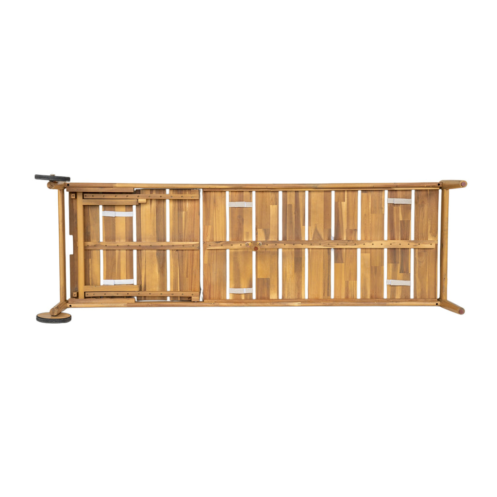 Riviera Outdoor Chaise Lounge with Wheels, Acacia Wood Frame (Set of 2)