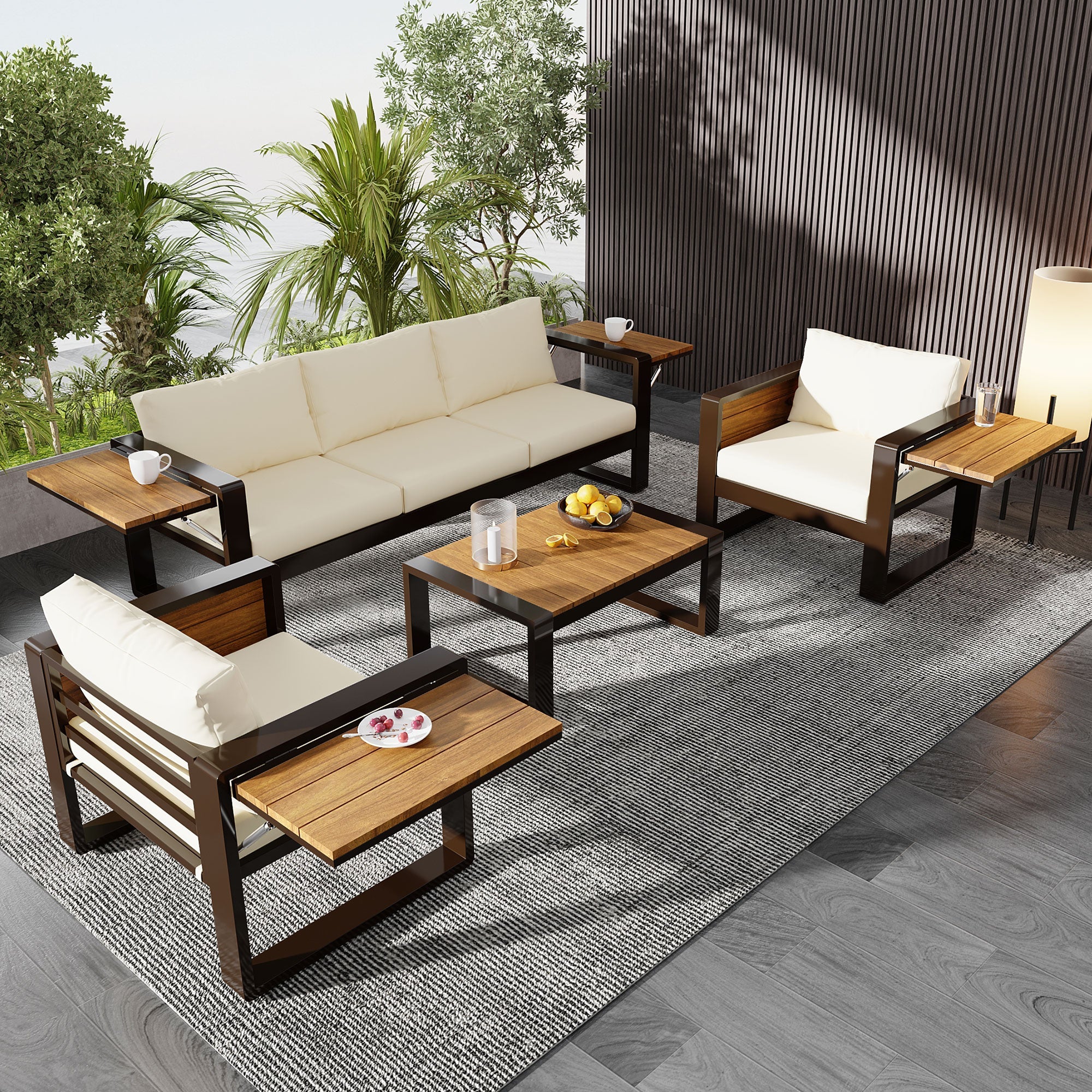 Aluminum Frame Large 4-Piece Outdoor Patio Furniture Set for 5 Person