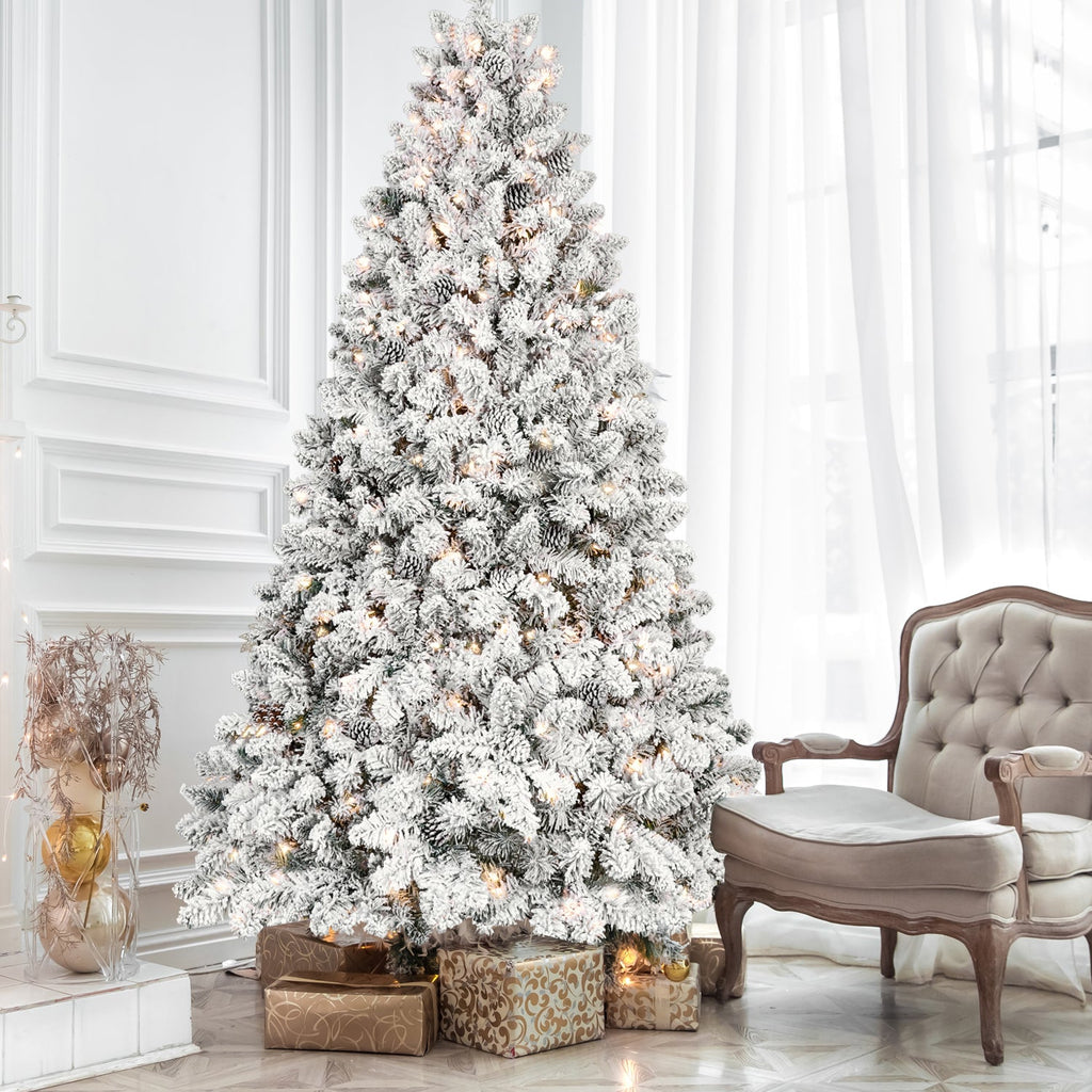 8FT Flocked Christmas Tree with 700 UL Lights