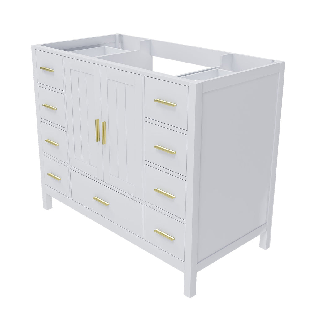 42" Bathroom Vanity Base Cabinet with 2 Soft-Close Double Doors & 9 Smooth Drawers