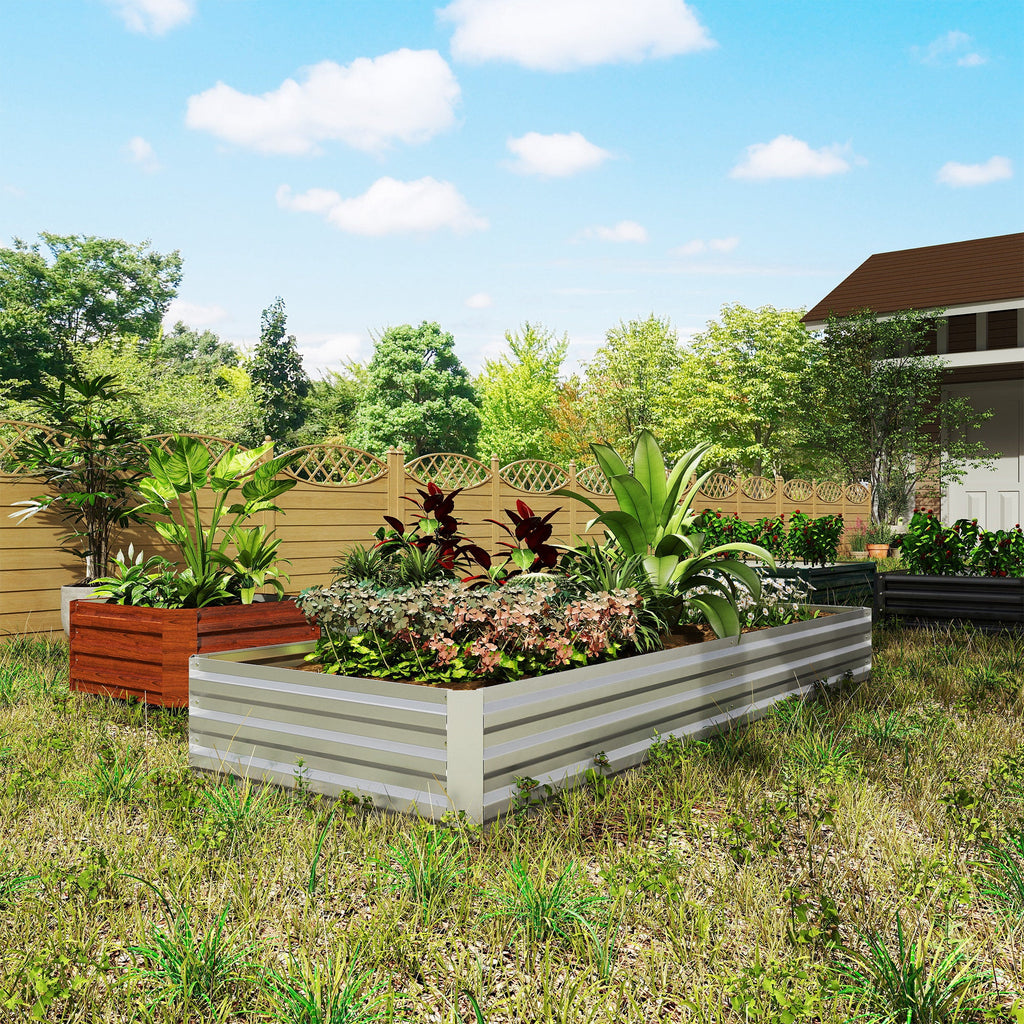Outsunny 95" x 36" Galvanized Raised Garden Bed