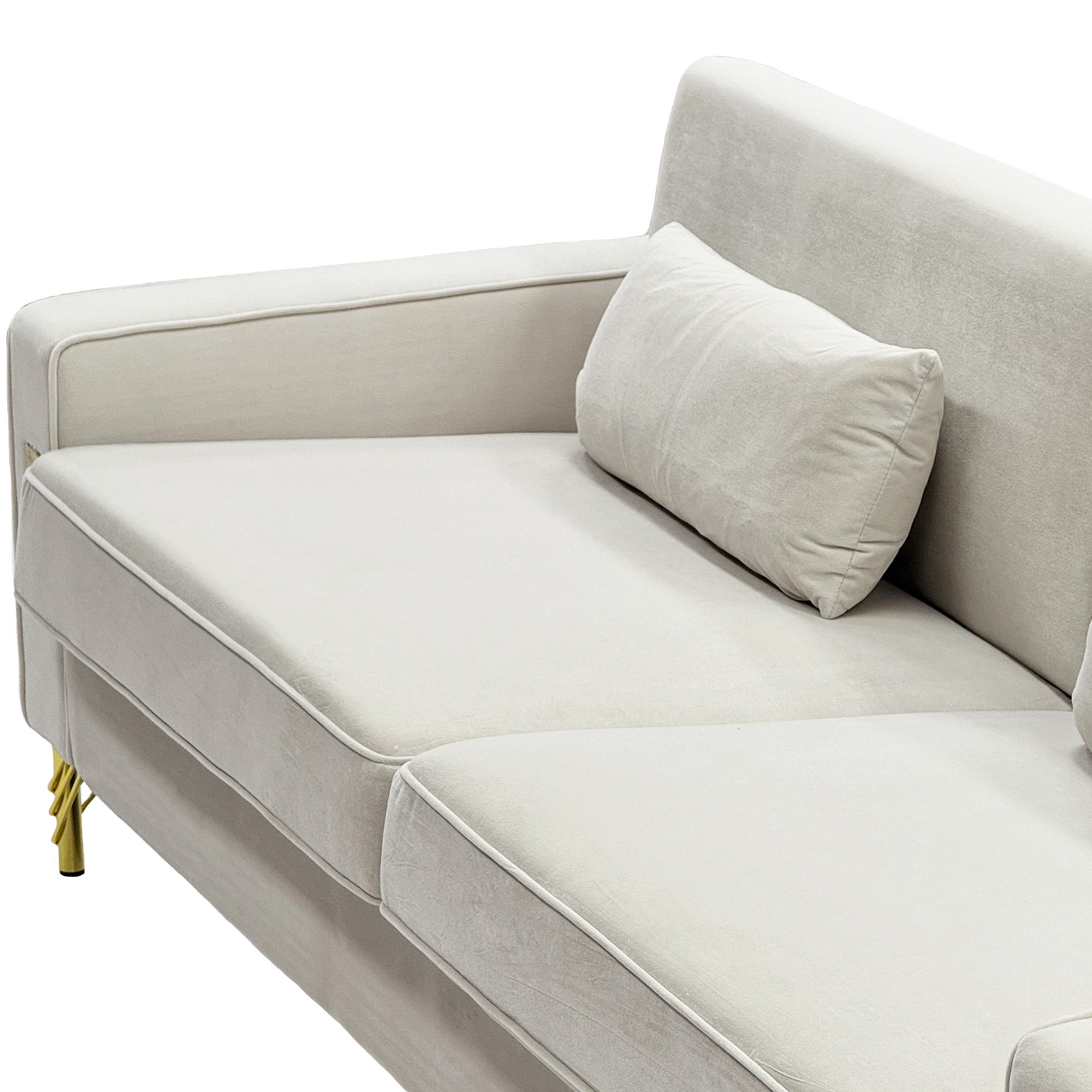 Ivory White 2-Piece Velvet Sofa Set