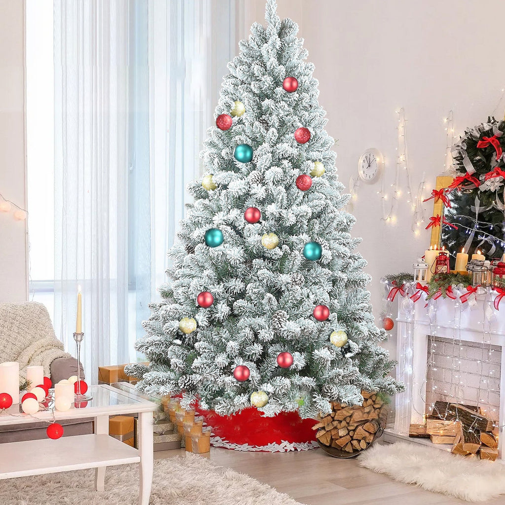 5FT Flocked Christmas Tree with Pine Cones