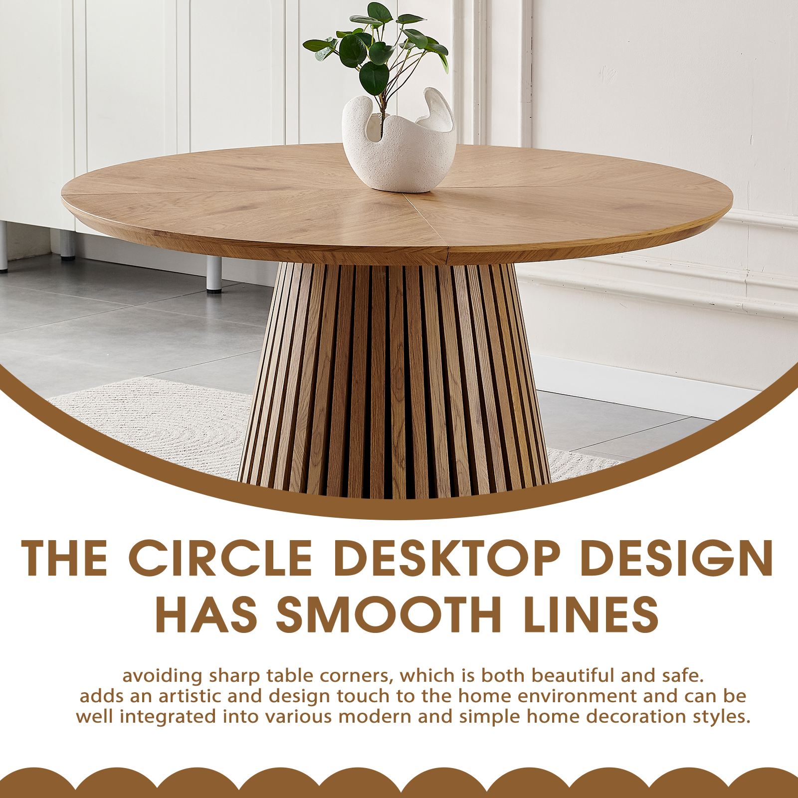 Wooden Dining Table - Modern Round Design for Versatile Use