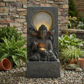 28" H Outdoor Buddha Waterfall Fountain