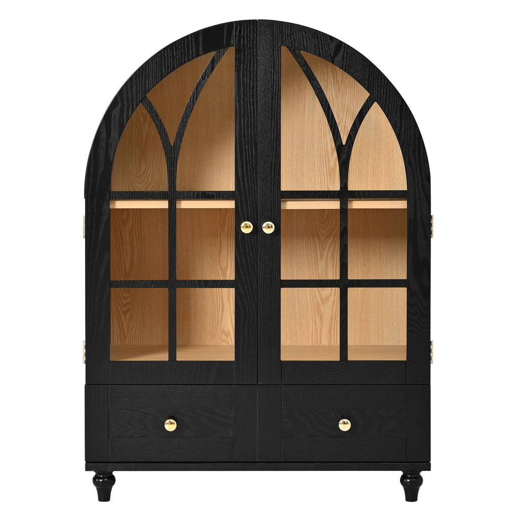 Arched Display Cabinet with Tempered Glass Doors