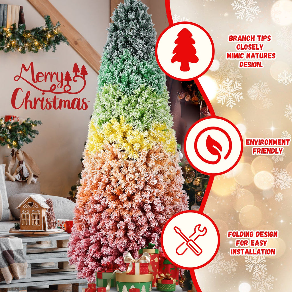 6ft Rainbow Gradient Flocked PVC Christmas Tree