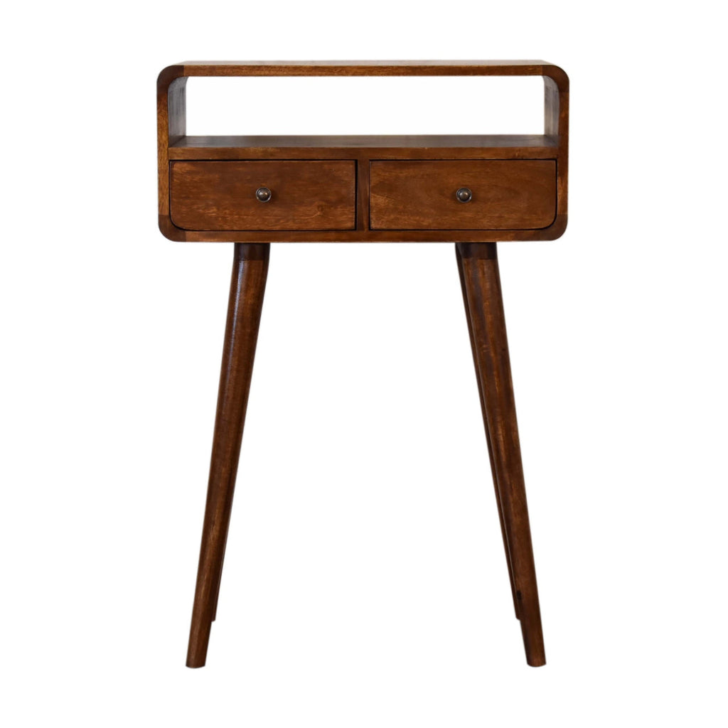 Solid Wood Mini Console Table, 2 Drawers, 1 Open Slot