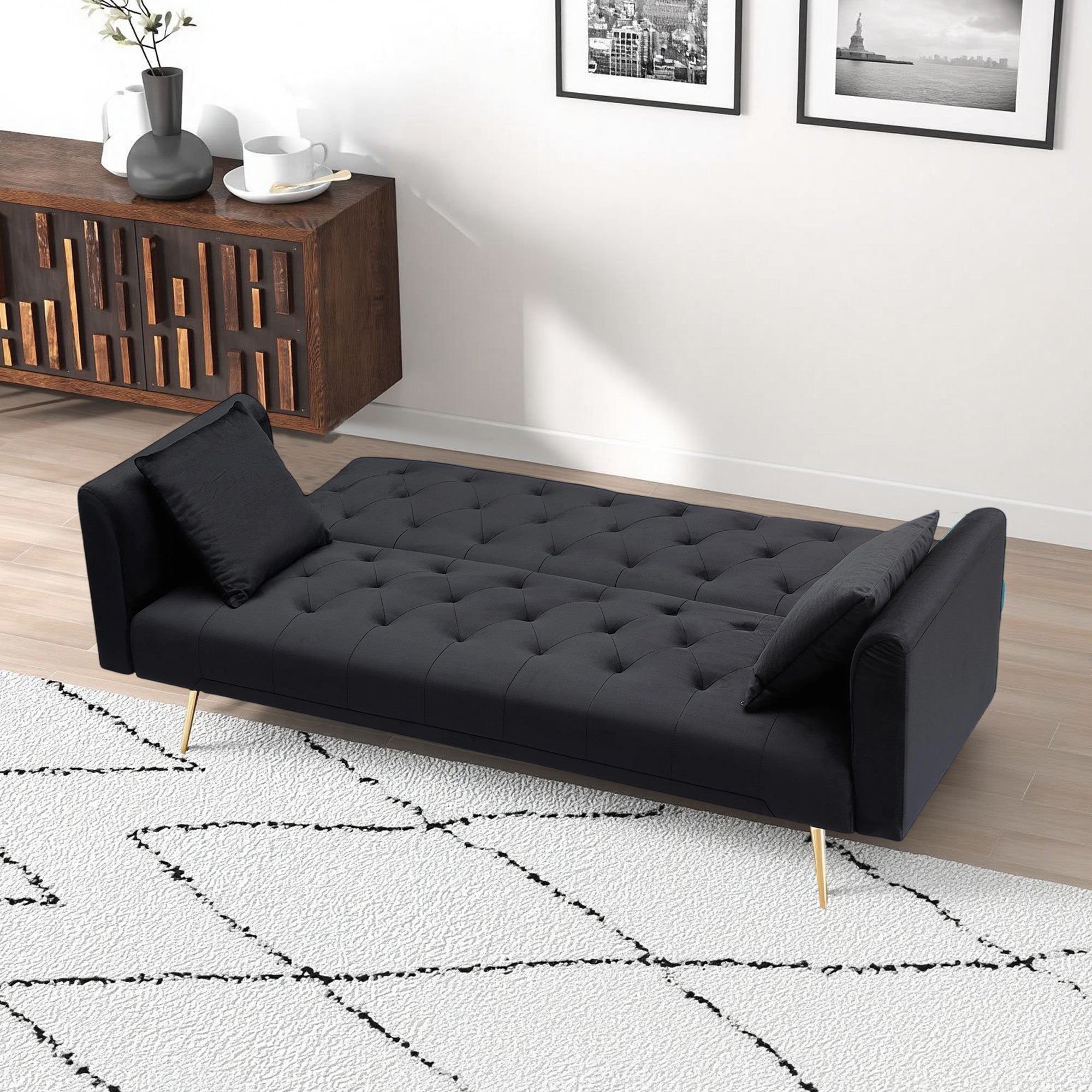 71-inch Foldable Double Sofa with American Retro Style