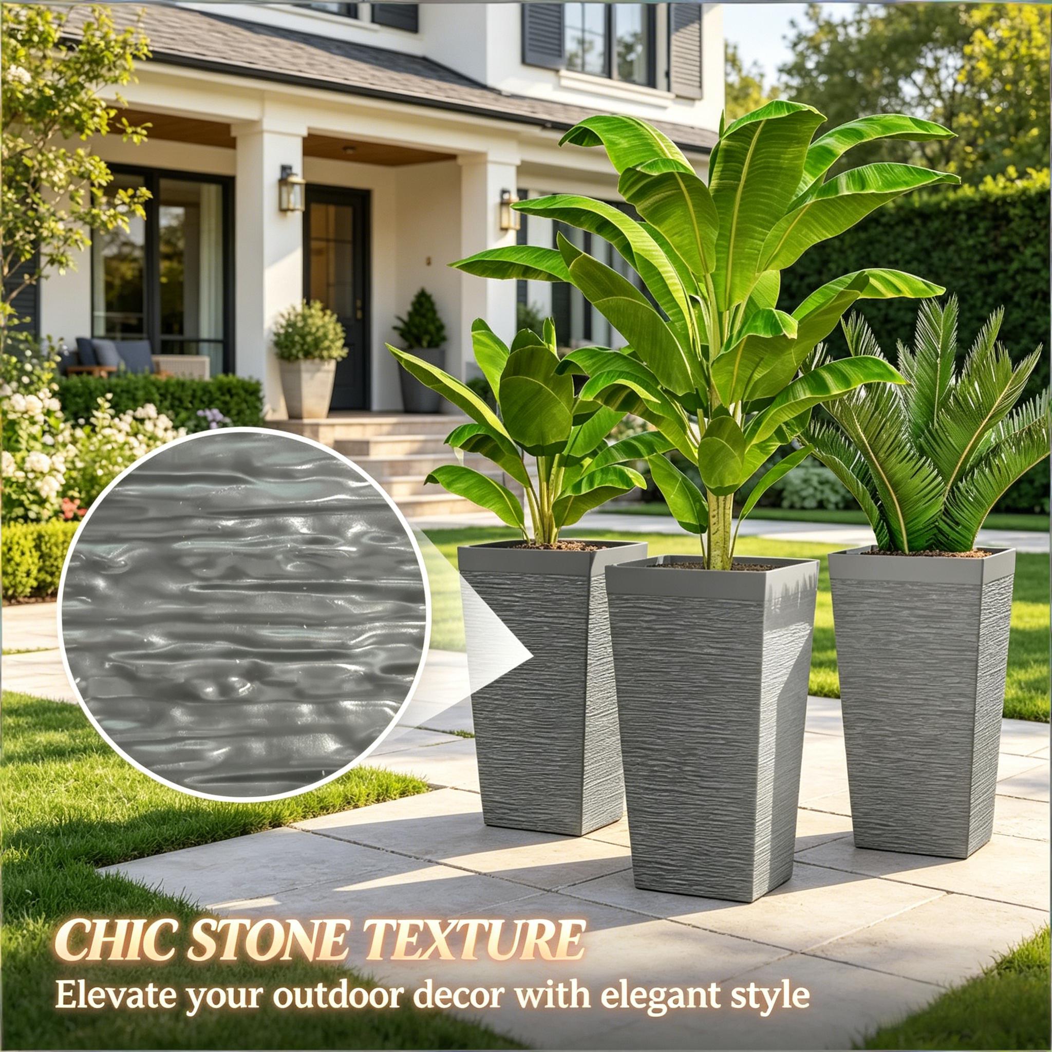Stackable Design Tapered Planters - 3 Piece Set