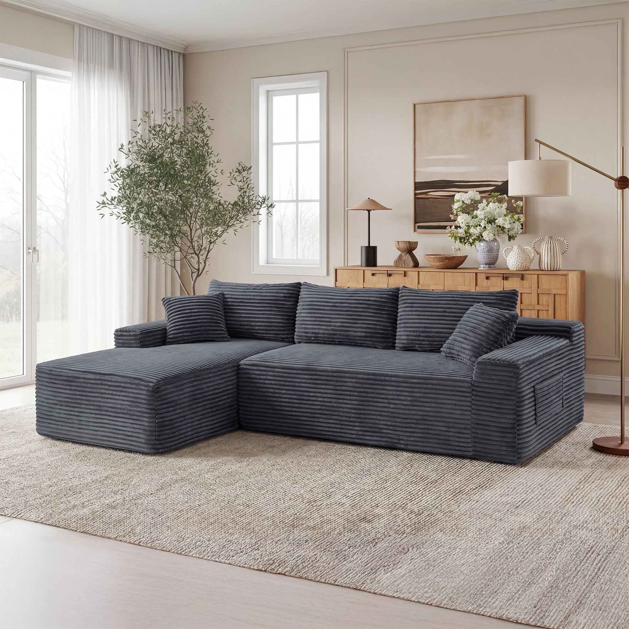 94.5" Cloud Modular Sectional Sofa Couch with L-Shape Chaise