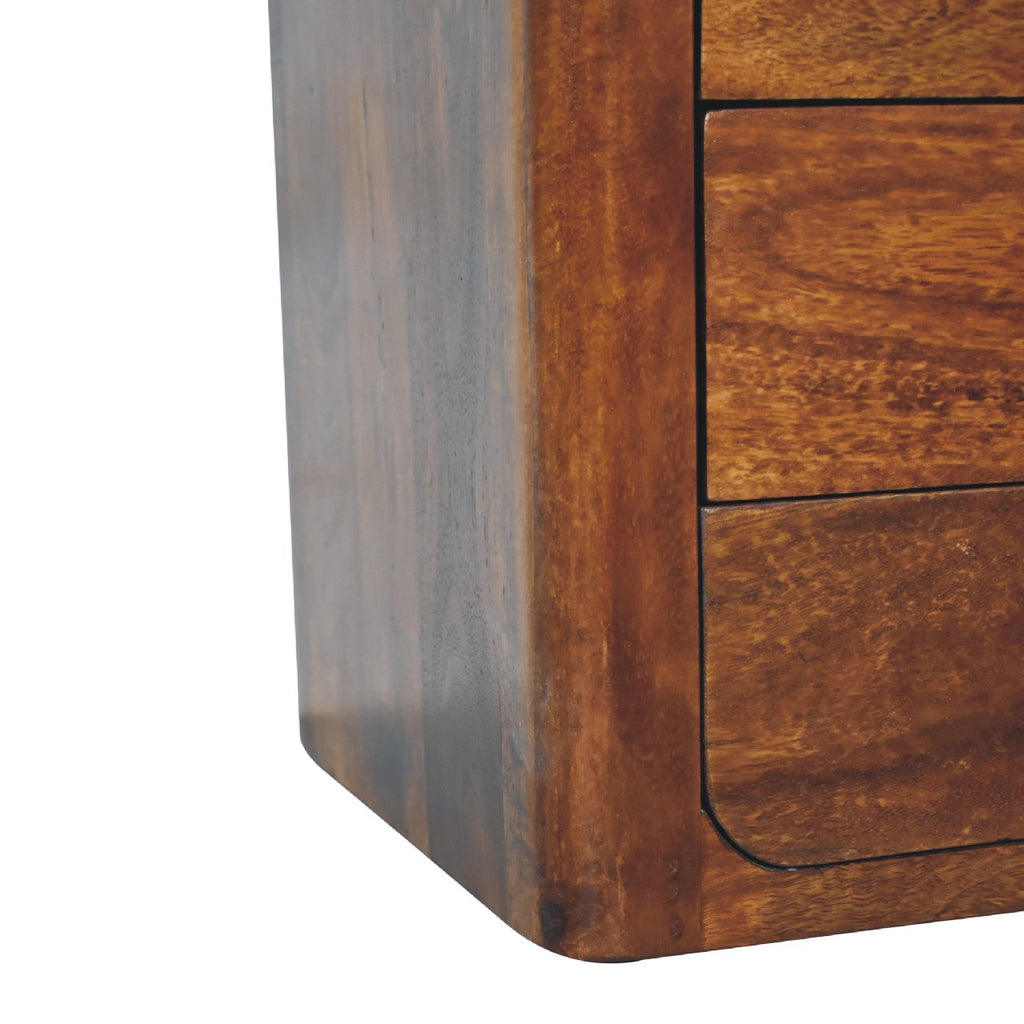 Luca Chestnut Nightstand With 3 Drawers