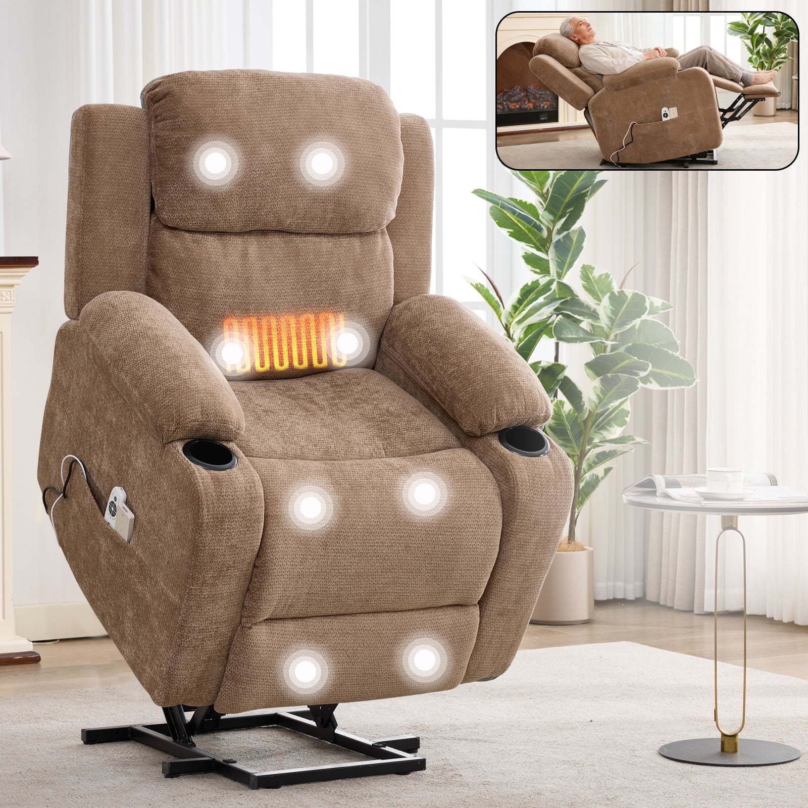 Chenille Power Lift Recliner Chair