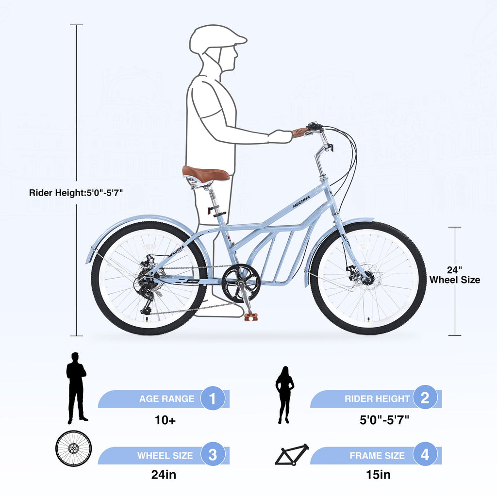6 Speed Steel Frame 24 Inch Commuter Bike