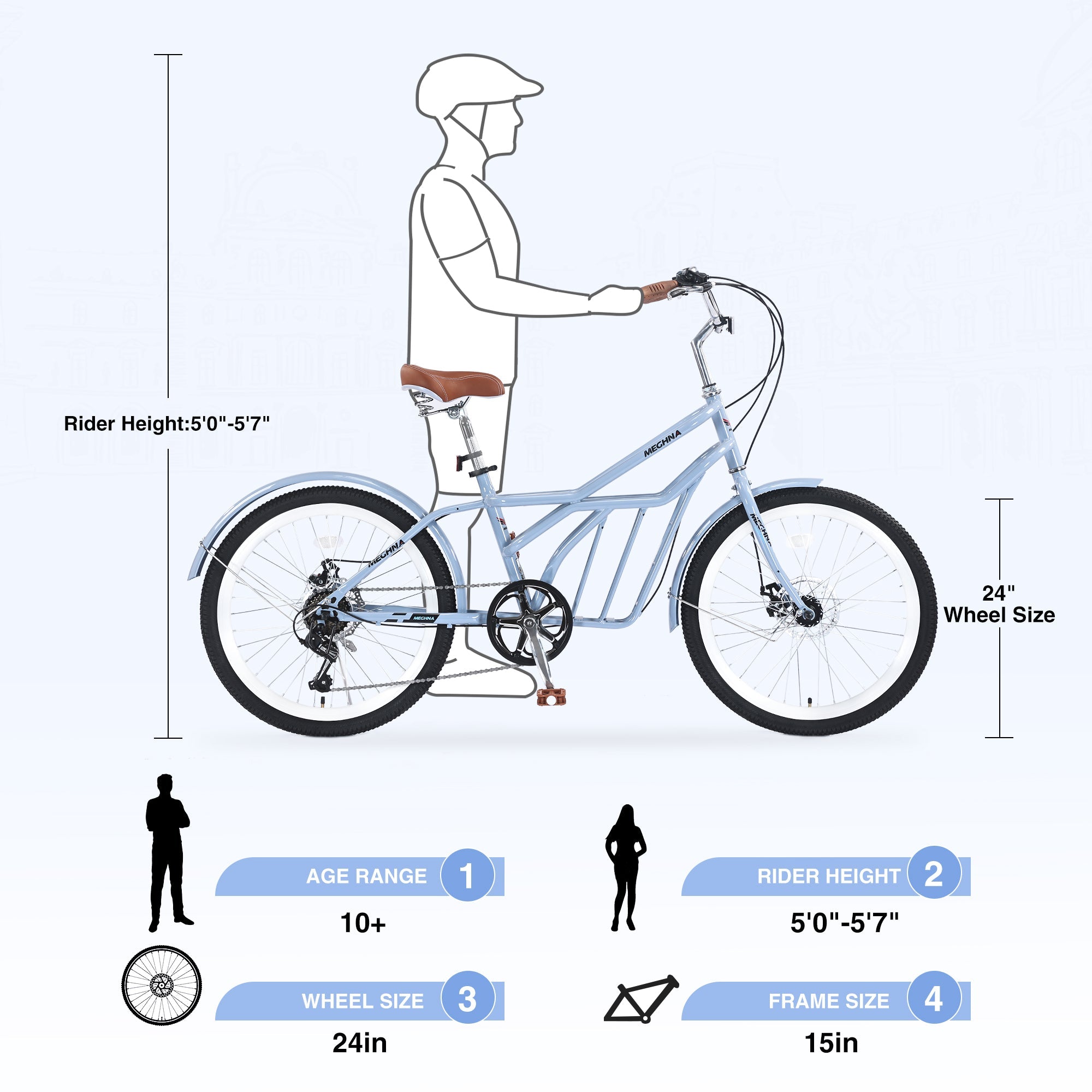 6 Speed Steel Frame 24 Inch Commuter Bike