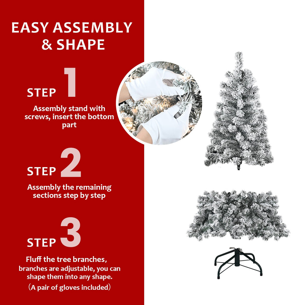 5FT Flocked Christmas Tree with 150 Warm Lights