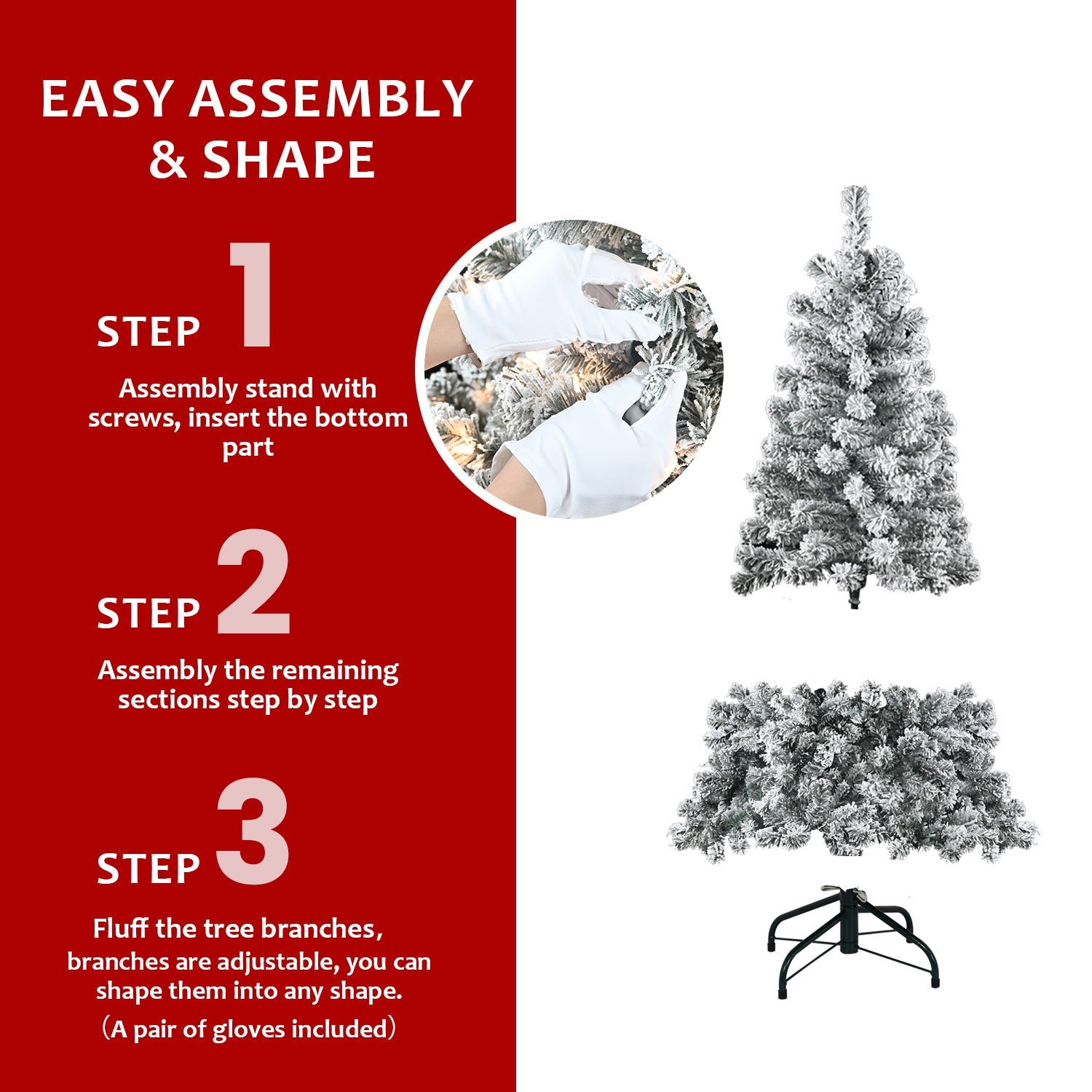 5FT Flocked Christmas Tree with 150 Warm Lights