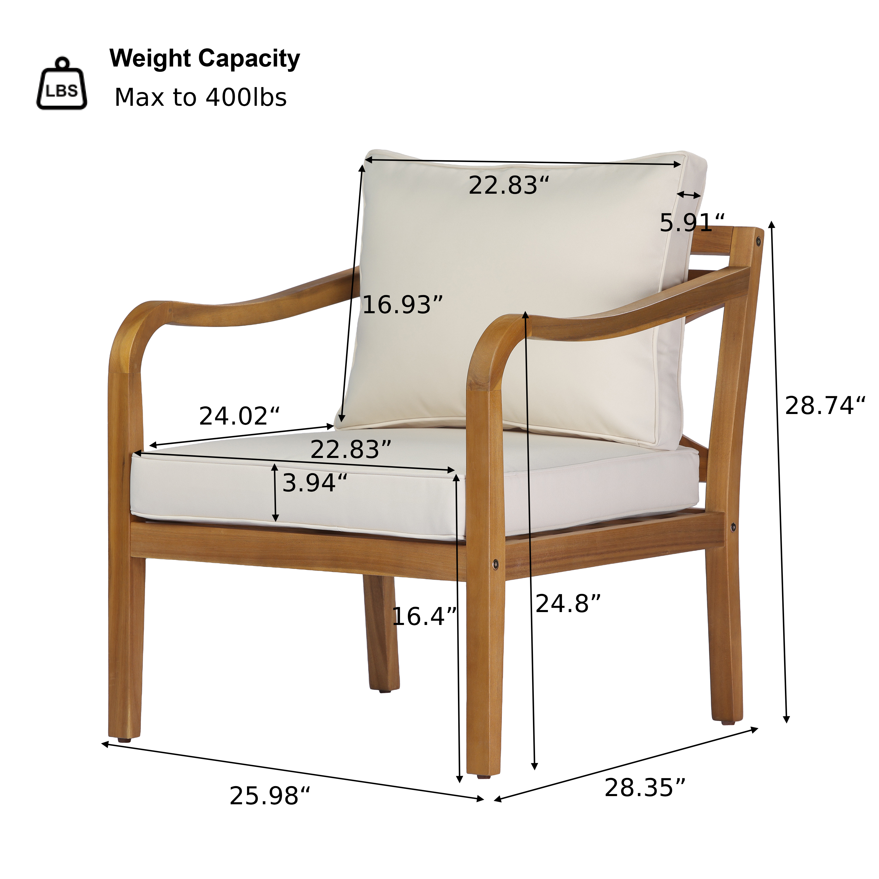 Acacia Wood Patio Furniture Club Chair