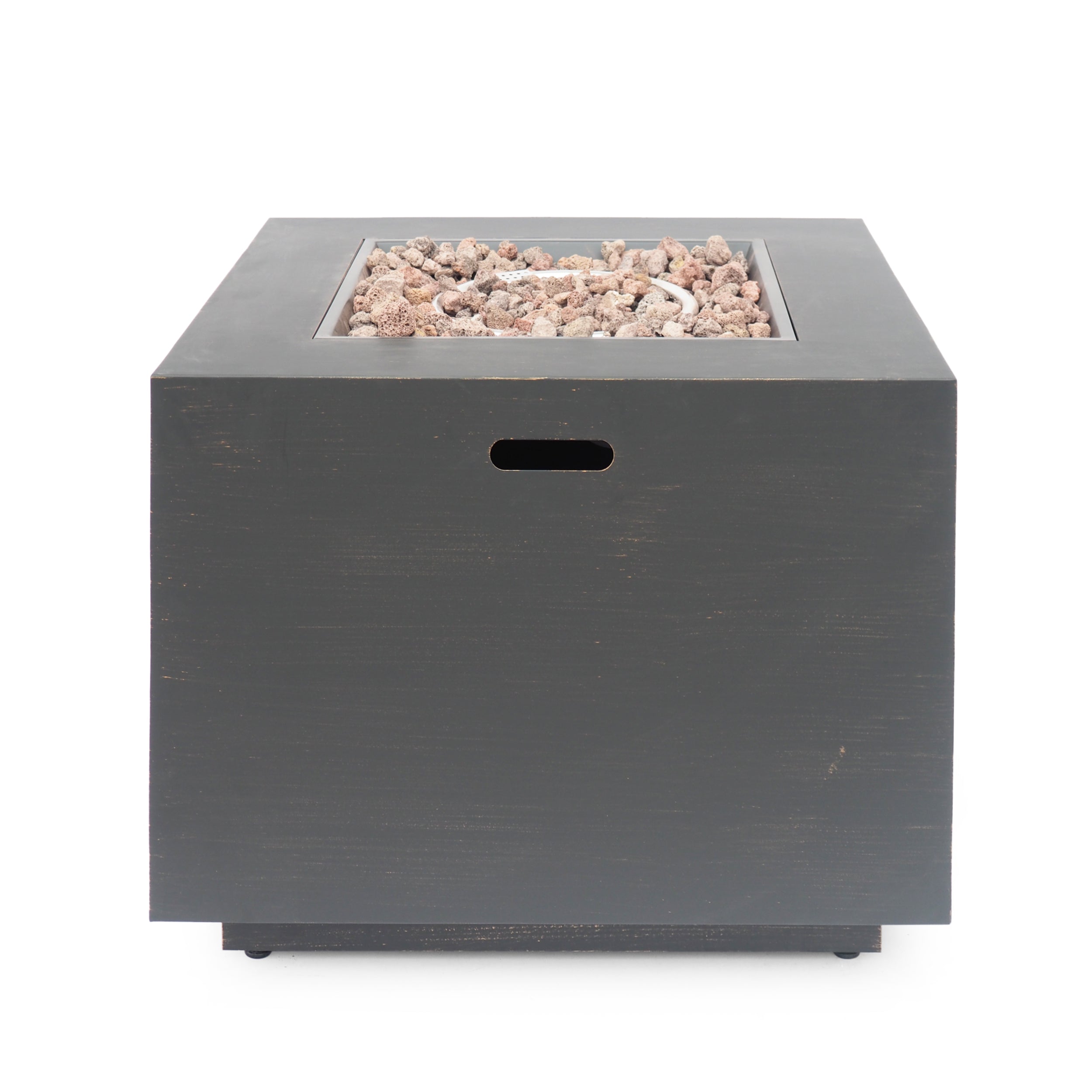 33" Outdoor Iron Square Propane Fire Pit - Brushed Brown