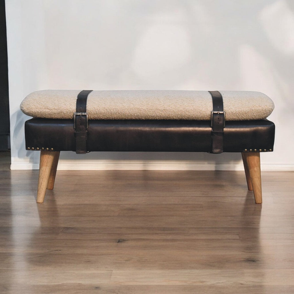 Bouclé Buffalo Hide Bench