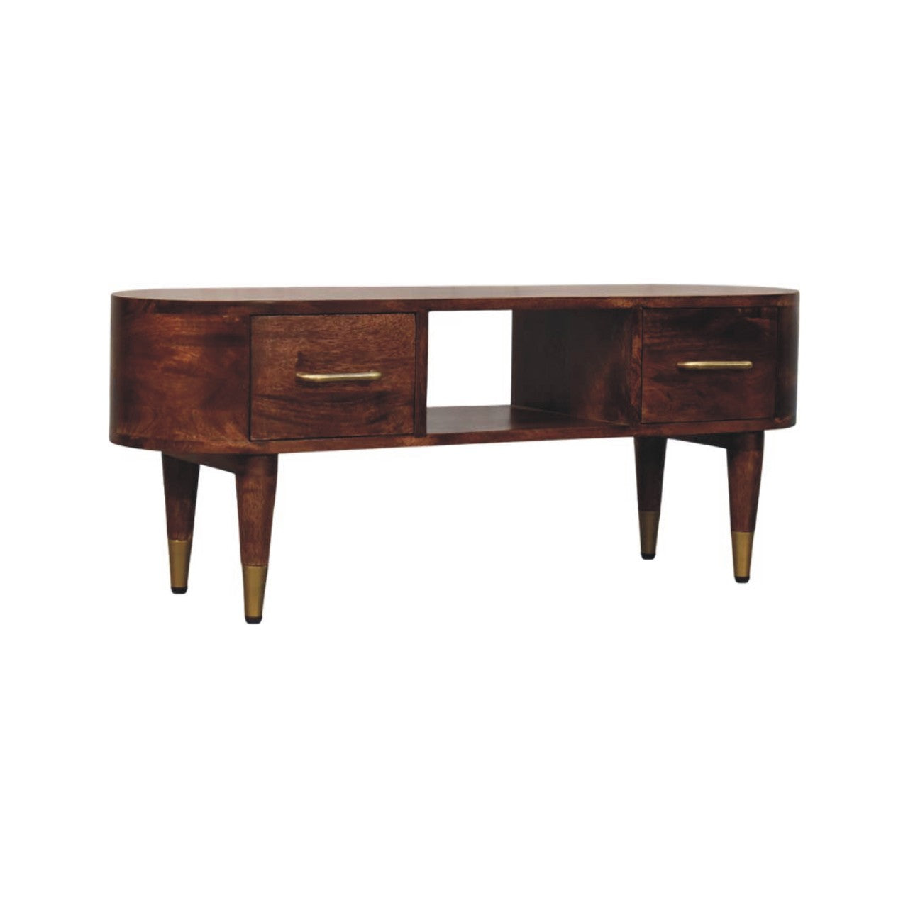Solid Wood Two-Drawer Open-Slot Media Unit