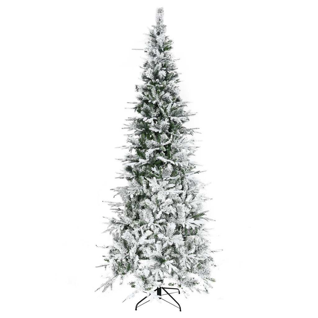 HOMCOM 9' Unlit Snow Flocked Pine Artificial Christmas Tree