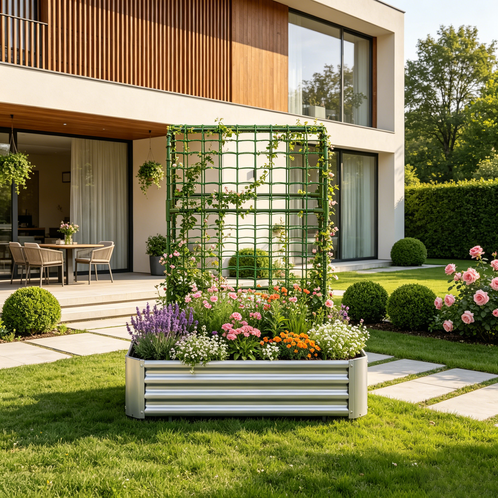 2-in-1 Raised Garden Bed with Trellis