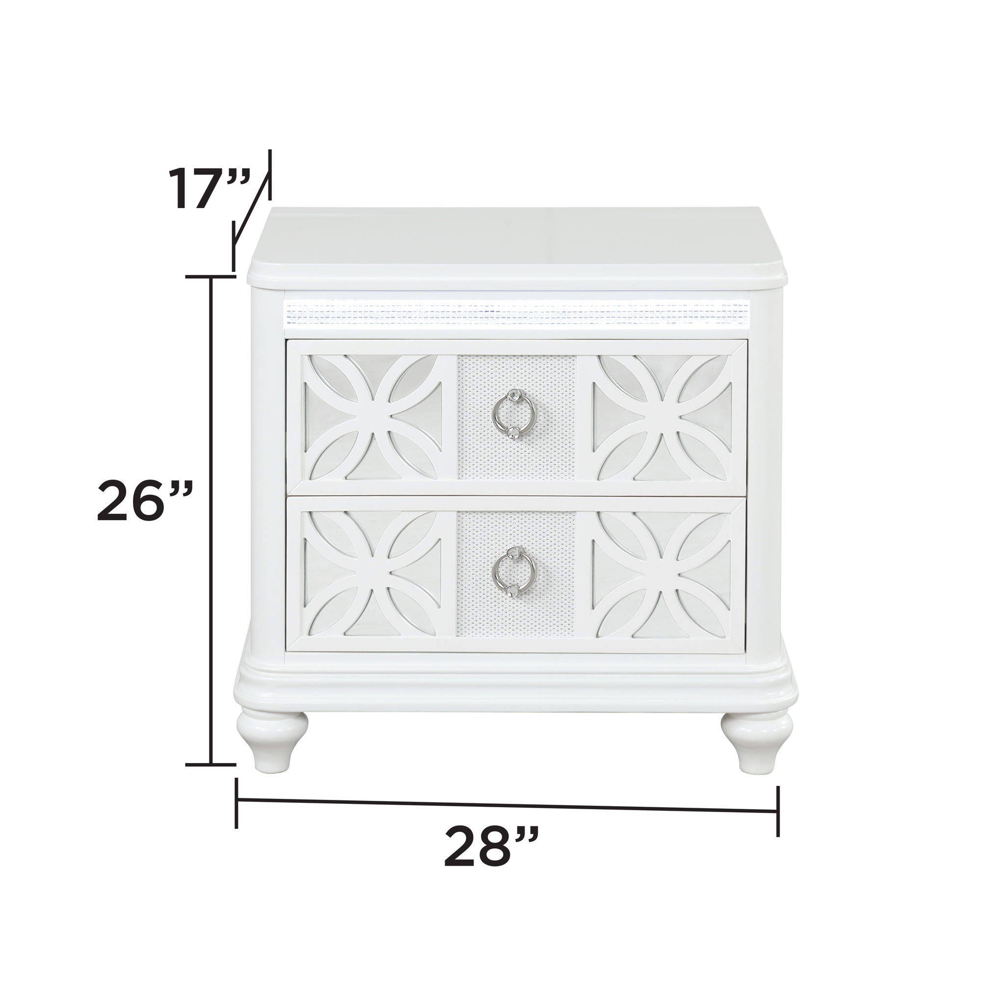 Abigale - 2 Drawer Nightstand With LED - White