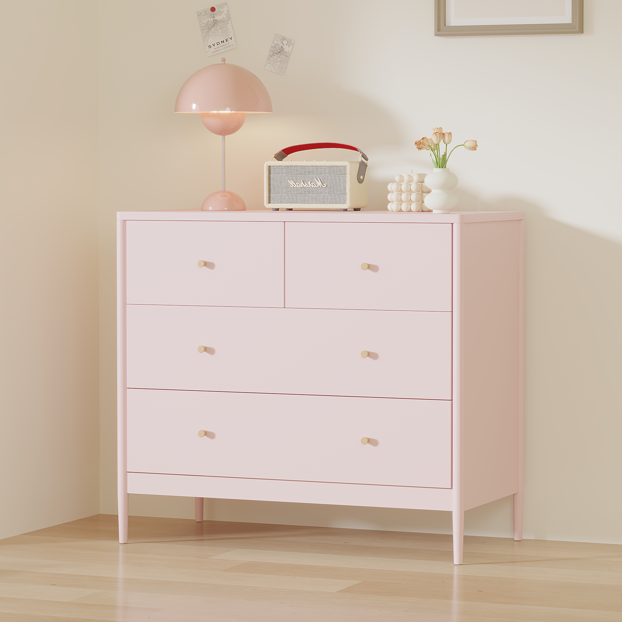 Pink 4-Drawer Kids Dresser