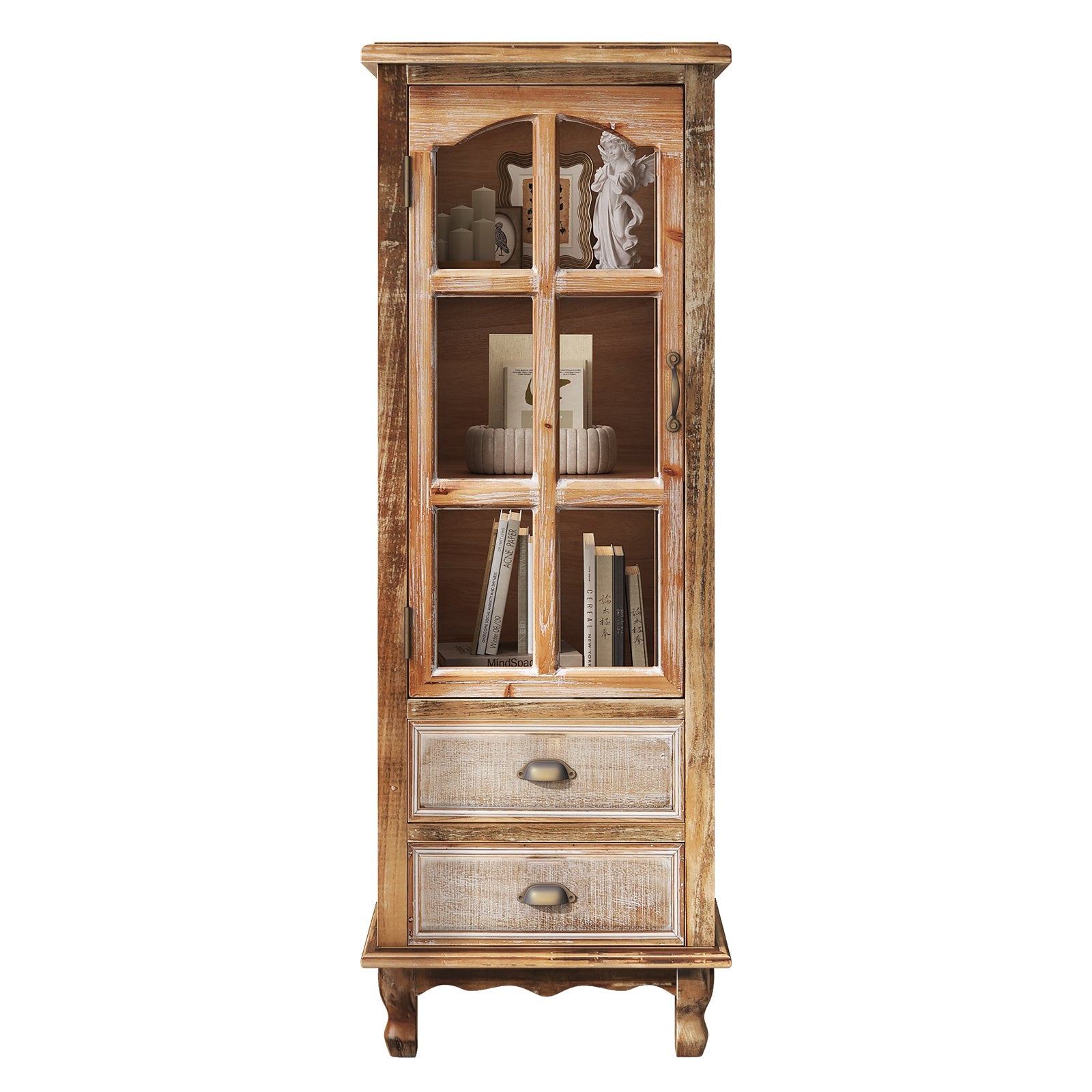 Rustic Wooden Storage Cabinet with Decorative Cutout Door