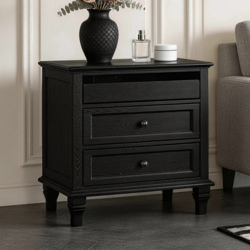 28" Wood Nightstand with Charging Station