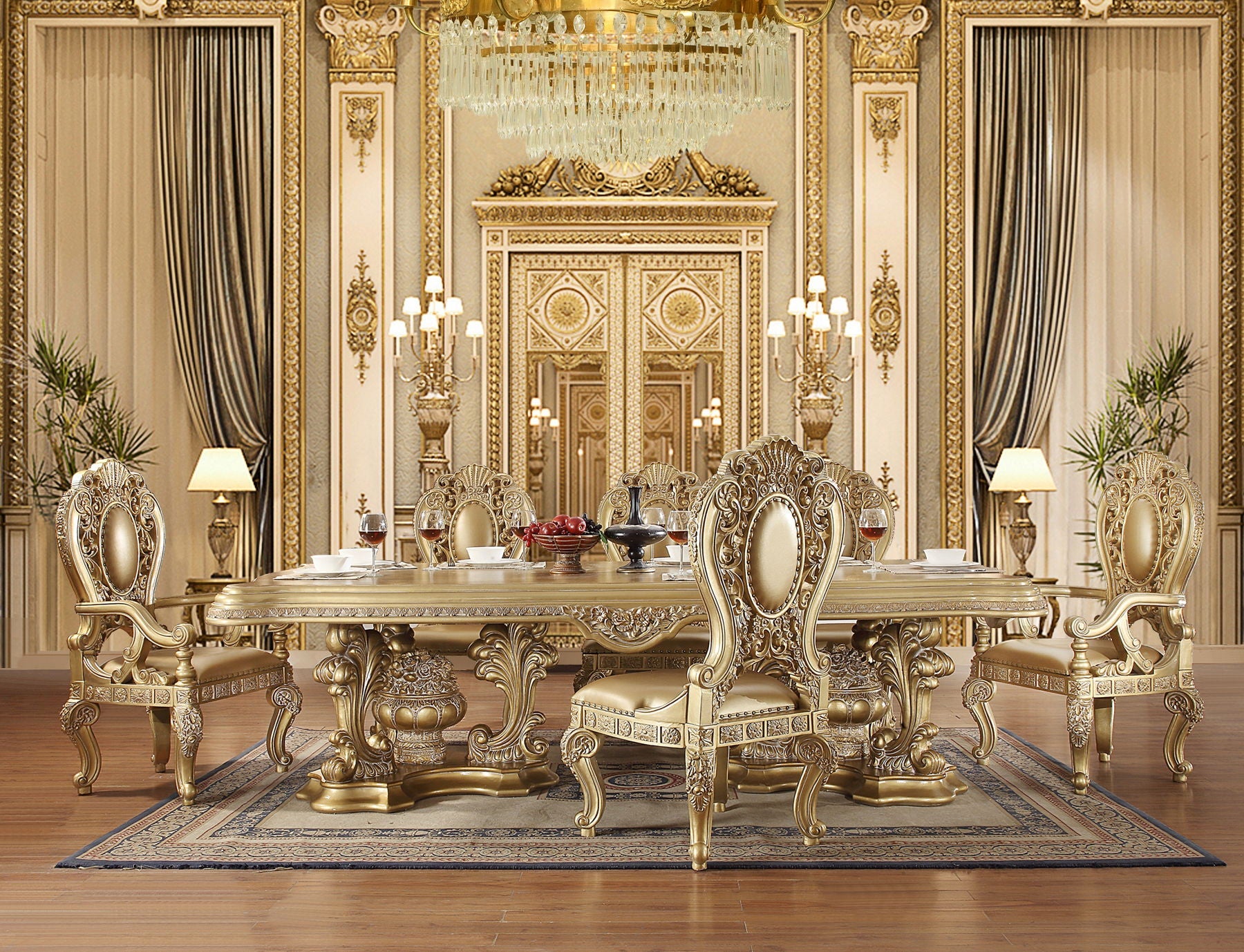 Seville - Side Chair (Set of 2) - Synthetic Leather & Gold