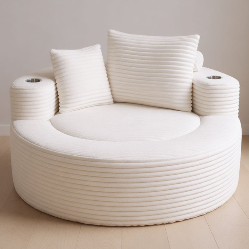 Round Sofa Bed with Memory Foam Sectional Couches for Living Room