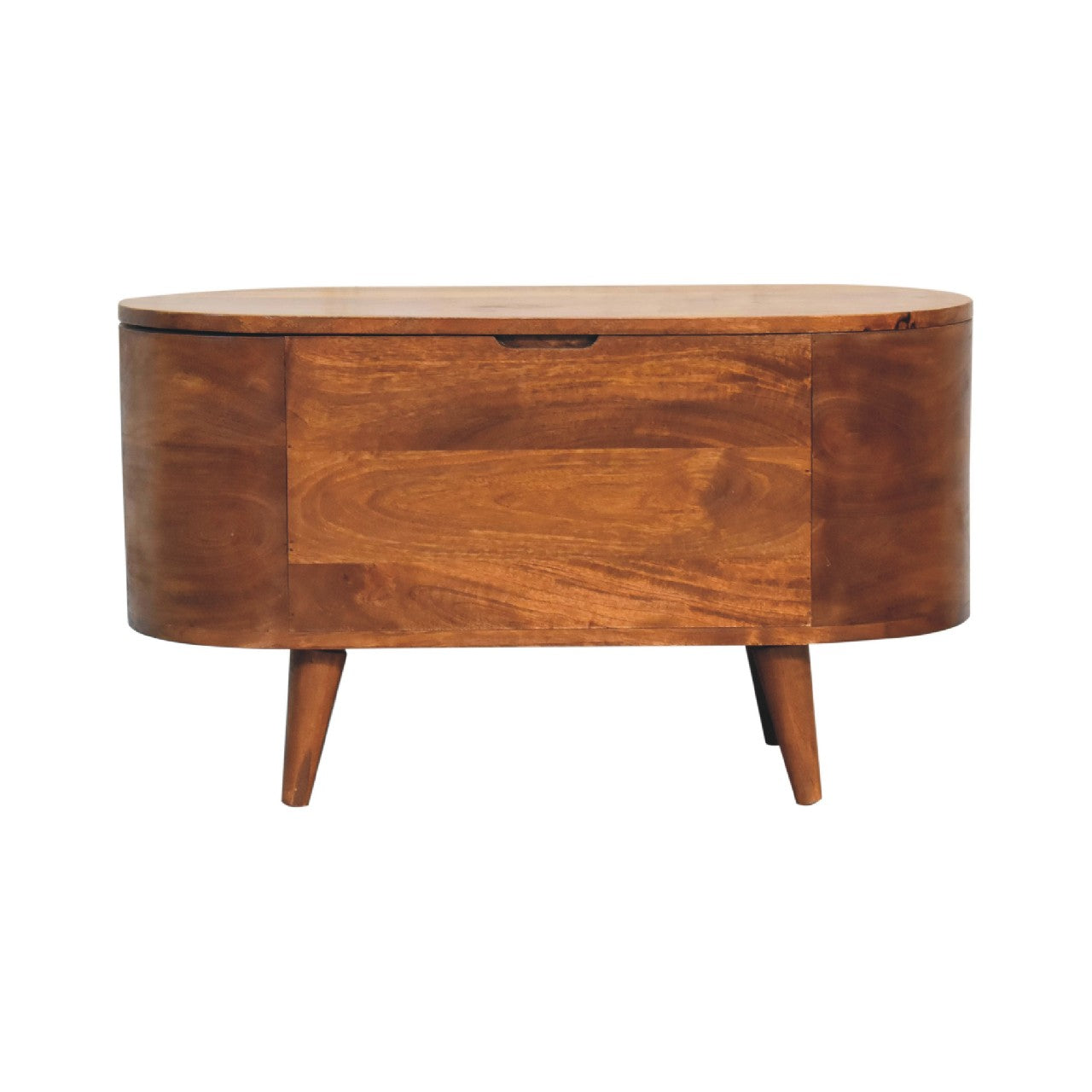Solid Wood Chestnut Rounded Lid-Up Blanket Box