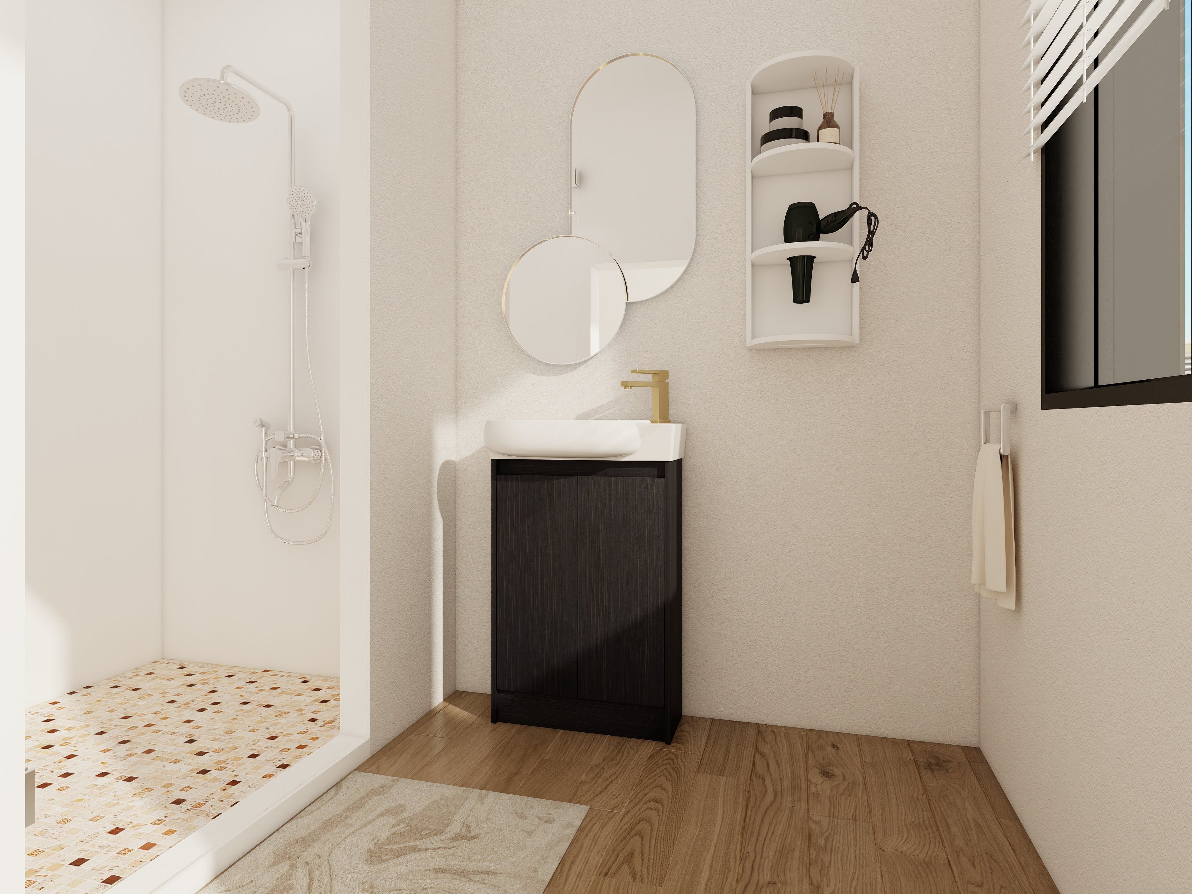 23" Freestanding Bathroom Vanity with Sink and Storage Rack