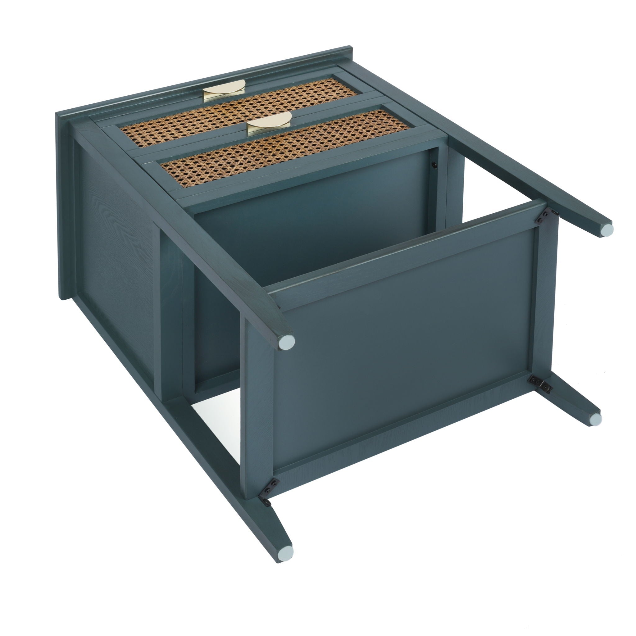 2 Drawer Side Table, Natural Rattan